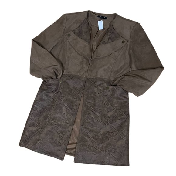 NWT Vintage Tribal Faux Suede and Leather Fully Lined Coat in Butterscotch, Sz 8 - Picture 12 of 14